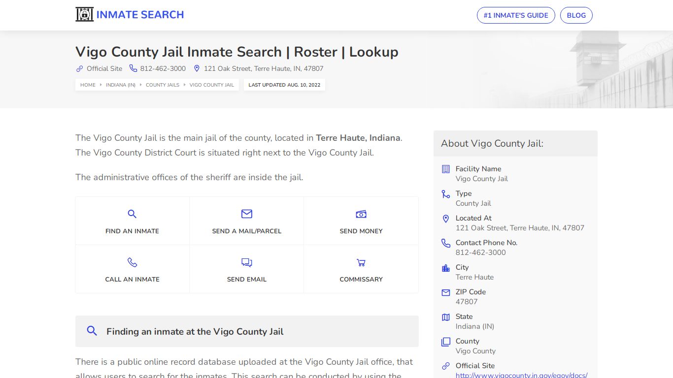 Vigo County Jail Inmate Search | Roster | Lookup