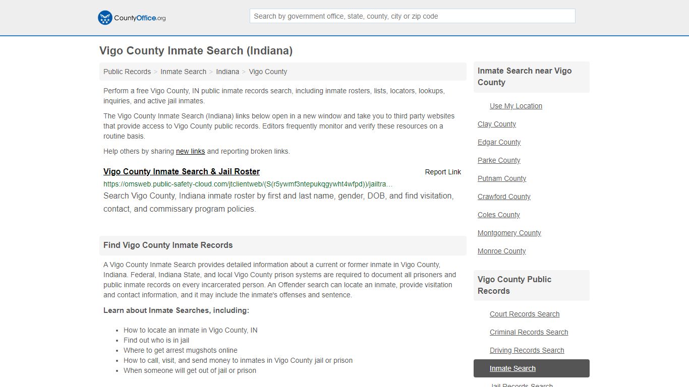 Inmate Search - Vigo County, IN (Inmate Rosters & Locators)