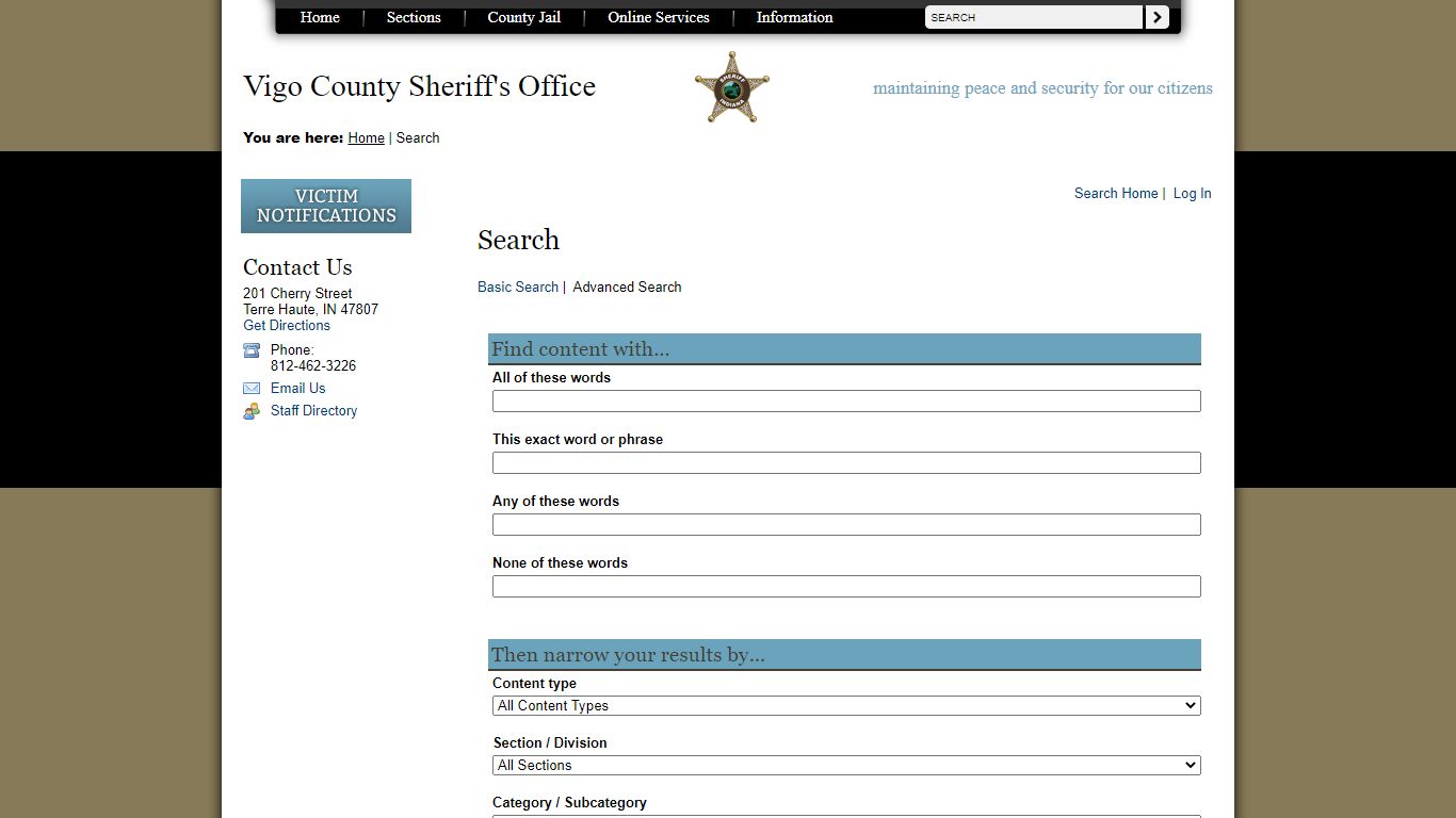 Vigo County Sheriff's Office / Search